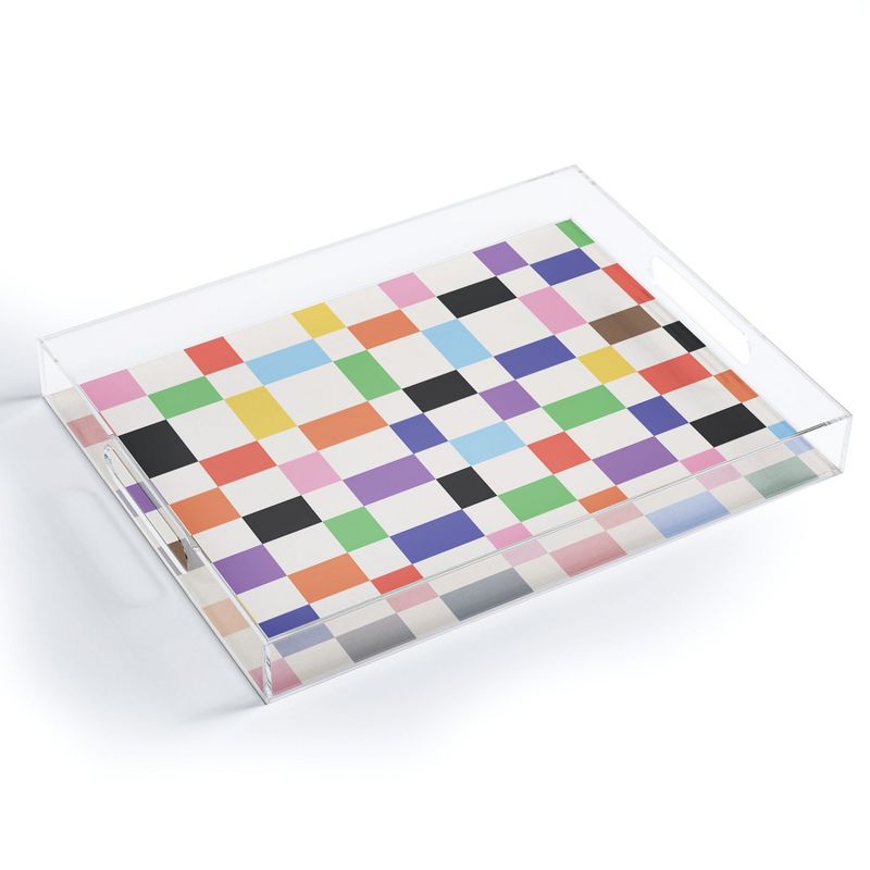April Lane Art Rainbow Checkered Acrylic Tray - Deny Designs, 1 of 5