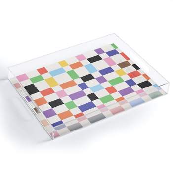 April Lane Art Rainbow Checkered Acrylic Tray - Deny Designs