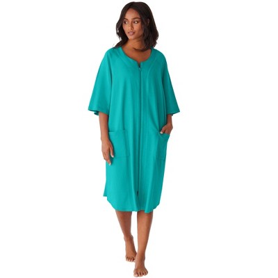 Dreams & Co. Plus Size Short French Terry Zip-Front Robe