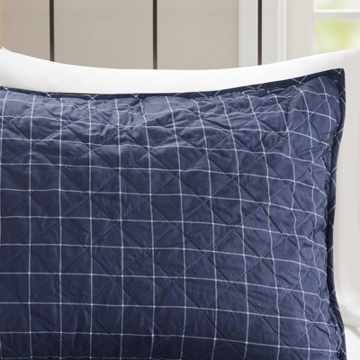 King Green and Navy Reversible Microfiber Quilt Set