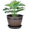 VECELO Plant Pots with Tray, Flower Pots with Drainage Holes & Saucer, Plastic Barrel Planters for Indoor & Outdoor Garden - 2 of 4