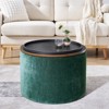 VisioGear 2-Piece Round Storage Ottoman, Equipped with a Drum Shaped Small Stool, Storage Space, and Desktop Panel, Dark Green, 23.62"*23.62"*16.53" - 4 of 4