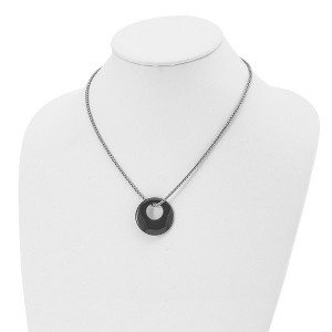 Chisel Stainless Steel Polished Black Onyx Circle Pendant on an 18" Box Chain Necklace - 1 of 4