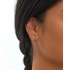 SHINE by Sterling Forever 14K Gold Plated Sterling Silver Pave CZ 0.5" Micro Hoop Earrings - 2 of 4