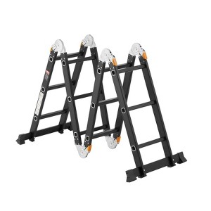 Cesicia 12FT Black 7-in-1 3-Step Folding Ladder with Scaffolding Plank - 1 of 4