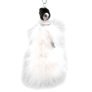 Italian Ornaments 7.0 Inch Olivia In White Feather Dress Ornament Italian Diva Lady Tree Ornaments - 1 of 4
