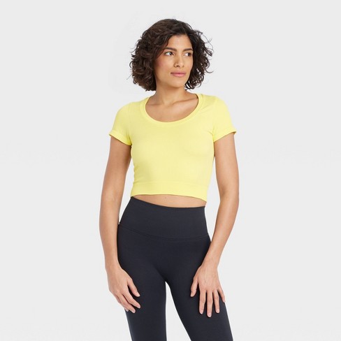 Women's Seamless Square Neck Crop Tank Top - All In Motion™ Black M : Target
