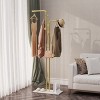171cm Tall Heavy Duty Gold Metal Double Pole Coat Rack Freestanding Hall Tree Cloth Coat Hanger Stand with Stone Base & Hooks for Living Room Entryway - 2 of 4