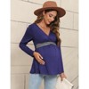 WhizMax Womens Maternity Shirts Long Sleeve Pregnancy Tops Casual V Neck Knit Pregnant Blouses - 4 of 4