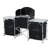 DOMETOUR Outsunny Aluminum Portable Camping Kitchen Table with Windscreen & 3 Cupboards for BBQ, Party, Picnics, Backyards - 3 of 4