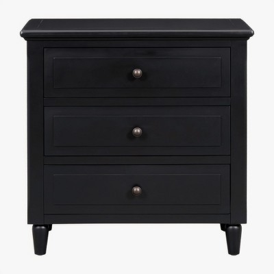 28'' Pine Wood 3-Drawer Nightstand Bedside Cabinet Metal Handles Minimalist Side Table for Bedroom Office