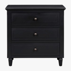 28'' Pine Wood 3-Drawer Nightstand Bedside Cabinet Metal Handles Minimalist Side Table for Bedroom Office - 1 of 4
