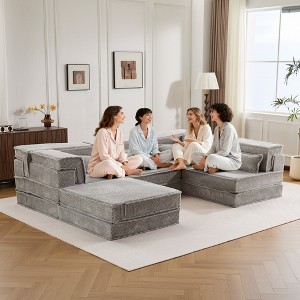 Whisen Modern Compression Loveseat, Convertible Floor Sofa Bed,DIY Boneless Modular Sectional Couch, No Assembly Required - 1 of 4