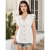 Women's Sleeveless Ruffle V-Neck Blouse - Button-Front Peplum Top with Flowy Fit - 3 of 4