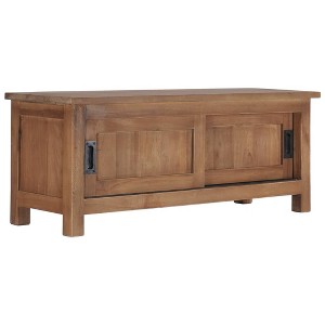 vidaXL TV Stand 35.4 in.x11.8 in.x13.8 in. Solid Wood Teak - 1 of 4