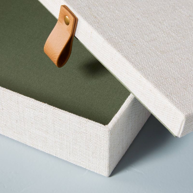 Fabric Storage Box with Faux Leather Accent Cream - Hearth & Hand™ with Magnolia, 4 of 11