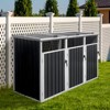 VYNXARIA Garbage Bin Shed Stores 3 Trash Cans Metal Outdoor Bin Shed for Garbage Storage,Grey - 2 of 4