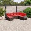 vidaXL 7 Piece Patio Sofa Set with Cushions - Brown and Red Without Table - 2 of 4