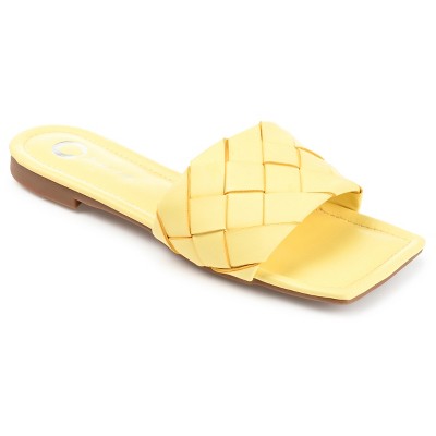 Journee Collection Womens Cassay Tru Comfort Foam Slide Low Block Heel Sandals Yellow 9.5
