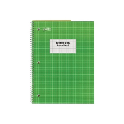 Staples 1-Subject Notebook 8" x 10.5" Graph Ruled 70 Sheets Green (23987B) TR23987M/23987