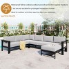Outdoor U-Shaped Sectional Sofa for Garden, 6-Seat Sofa Set with Corner Sofa, Sofa with Aluminum Frame and Polyspun Cushions–Cuddlewood - 3 of 4