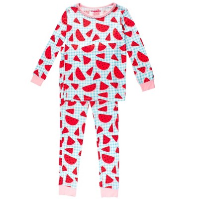 RuffleButts SoftSnooze Big Girls Ruffle Long Sleeve Pajama Set