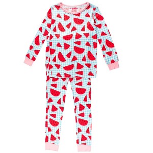 RuffleButts SoftSnooze Big Girls Ruffle Long Sleeve Pajama Set - 1 of 4
