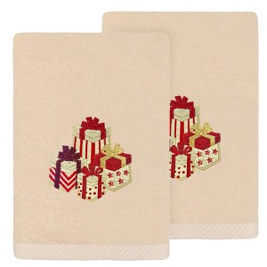 Linum Home Textiles Christmas Packages - Embroidered Luxury 100% Turkish Cotton Hand Towels (Set of 2) - 1 of 3