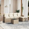 vidaXL 6 Piece Patio Sofa Set with Cushions Beige and Cream Poly Rattan - Without Storage, 6 Items - 2 of 4