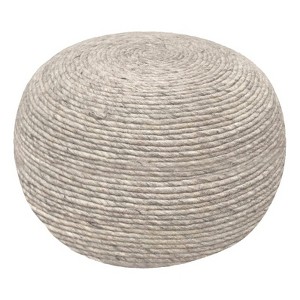 Moti Ellis Silver Wool Ottoman Pouf with Polyester Fill Silver 20"D x 20"W x 14"H - 1 of 4