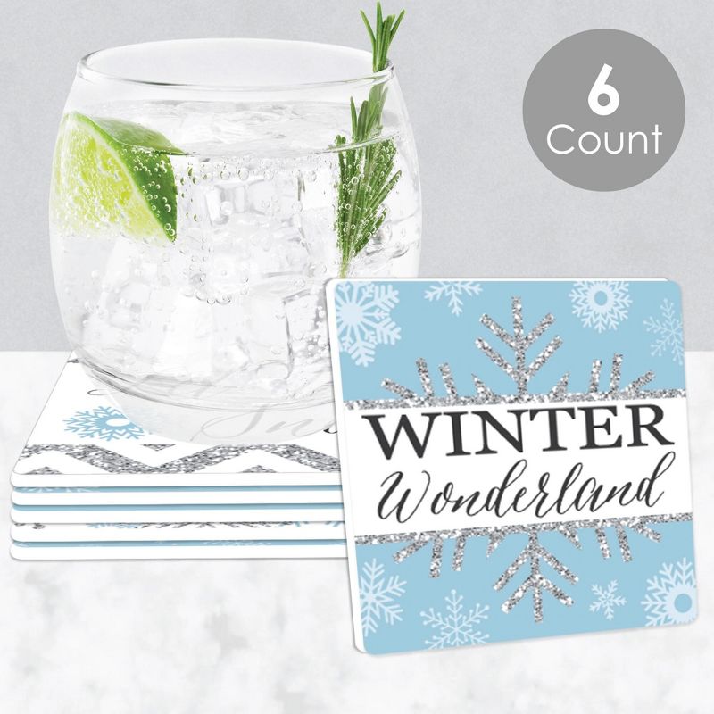 Big Dot of Happiness Winter Wonderland - Snowflake Holiday Party and Winter Wedding Decorations - Drink Coasters - Set of 6, 2 of 9
