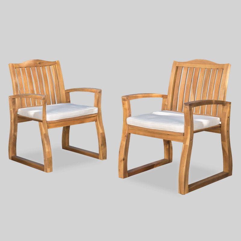 Tampa 3pc Acacia Wood & Wicker Patio Chat Set - Brown - Christopher Knight Home, 4 of 8