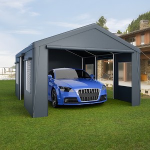 YARDSIGHT Heavy Duty Portable Carport Garage with Removable Sidewalls, Roll-up Doors & Windows for Car, SUV, Truck, Boat - Durable & Versatile - 1 of 4