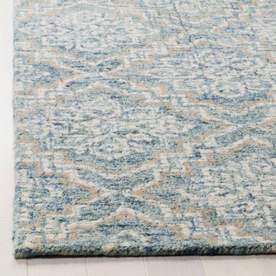 Handmade Blue Abstract Tufted Wool 6' x 9' Area Rug