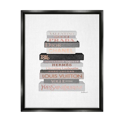 Stupell Industries Neutral Grey and Rose Gold Fashion Bookstack
