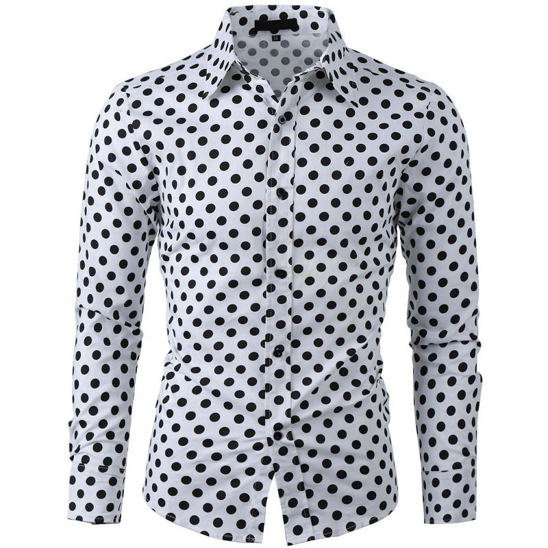 Lars Amadeus Men's Polka Dots Long Sleeves Dress Button Down Shirt, 1 of 8