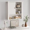 Heynemo Bathroom Wall Cabinet with Fluted Sliding Door, Curved Profile Wooden Medicine Cabinet Wall Mounted Cupboard, White - 3 of 4