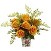 Nearly Natural Rose & Maiden Hair Floral Planter, Red - 4 of 4