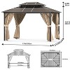 Hardtop Gazebo - 13 x 10 FT Outdoor Pc Roof Gazebo with Aluminum Frame, Outdoor Patio Gazebo Canopy with Mesh and Curtains, Double Roof Canopy, Khaki - 2 of 4