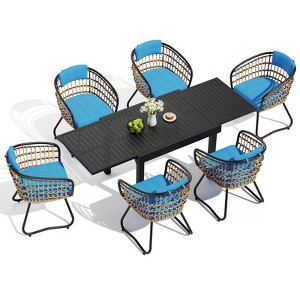 Crestlive Products Modern Aluminum Outdoor Dining sets Expandable Patio Dining Table with arm chairs for 4-10 People Outside - 1 of 4