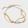 14K Gold Dipped Cubic Zirconia Cross Beaded Bolo Bracelet - Gold - 3 of 4