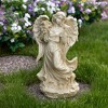 Northlight 18" Weathered Angel with Bird and Bouquet Outdoor Patio Garden Statue - Almond Brown - 2 of 4