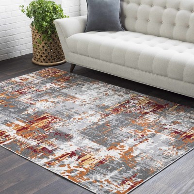Hauteloom Salina Orange/Gray Abstract Area Rug