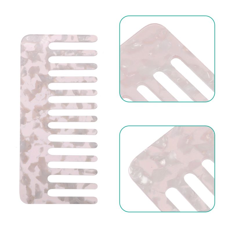 Unique Bargains Anti-Static Hair Comb Wide Tooth for Thick Curly Hair Hair Care Detangling Comb For Wet and Dry Dark 2.5mm Thick Pink 2 Pcs, 3 of 7