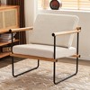 Beautyolove Mid-Century Light Brown Faux Lambskin Upholstered Accent Chair Armchair - 4 of 4
