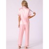 cheibear Women's Buton Down Sleepwear with Pants Nightwear Lounge Pajama Set 2 Pcs - 3 of 4