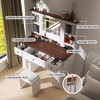 CAVINAS Vanity Desk with Mirror Small Vanity with Sliding Mirror and Charging Station, Stool for Apartment, Bedroom - 4 of 4
