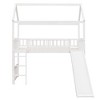 NicBex Twin Size Bunk Bed House Shape Loft Bed Pine Bed Frame with Full Length Guardrail, Slide and Ladder, No Box Spring Required - 3 of 4