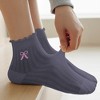 Alilang Women's Summer Ribbed Ankle Socks with Bow Embroidery 5Pk - 4 of 4