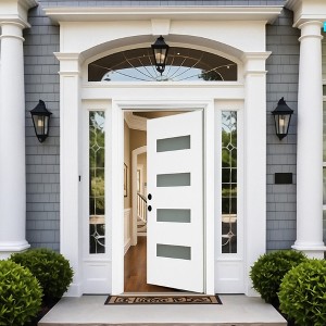 Chic Crate 36x80 Fiberglass Entry Door with Frosted Glass, Left Hand Inswing, Brickmould & Vinyl Frame - 1 of 4